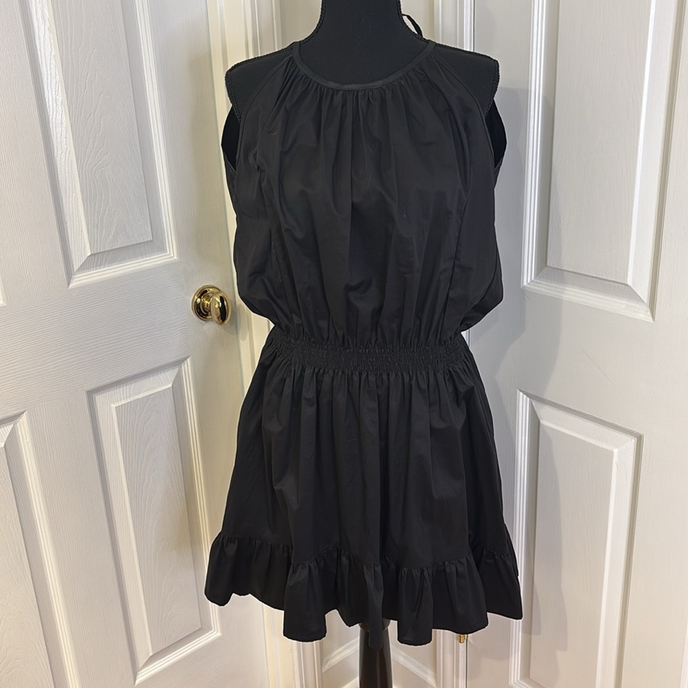 MONICA NERA Black Cotton High Neck Halter Dress Women's size 6 Medium